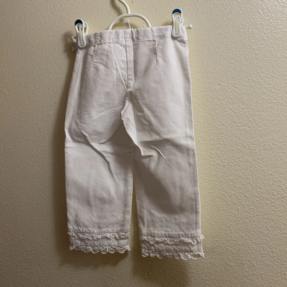 Vintage Gymboree Parisian Rose Embroidered Lace Cropped Pants Pink White Size 6